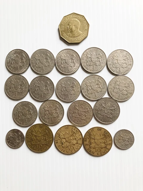 Lot of 20 Kenya Coins Currency Shillings and Cents From 1960s and 70s