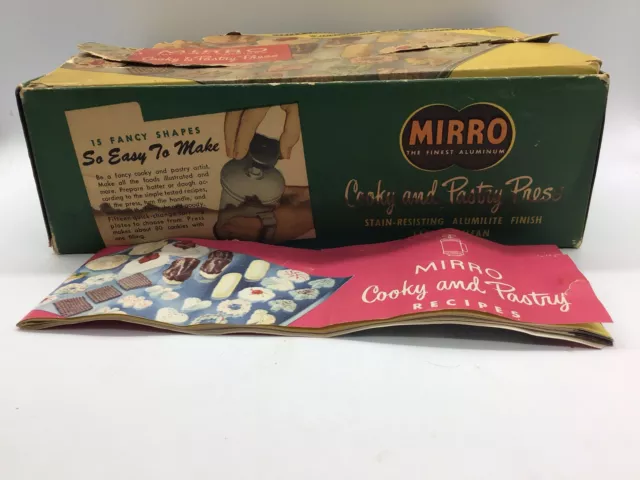 Vintage Mirro Cookie and Pastry Press 12 Discs and 3 Pastry Tips~Clean