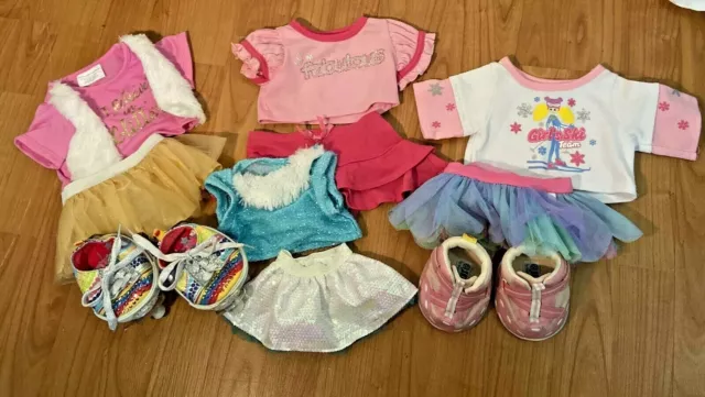 Build A Bear BAB Girl Clothes Lot 4 Outfits Roller Skates Sneaker Tutu's Glitter