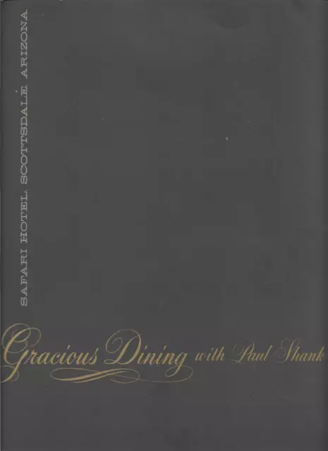 Vintage Menu, The Safari Hotel Restaurant, Scottsdale Arizona, Paul Shank AZ