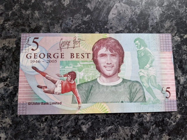 GEORGE BEST FIVE Pound Note With Wallet Both In Perfect Uncirulated ...