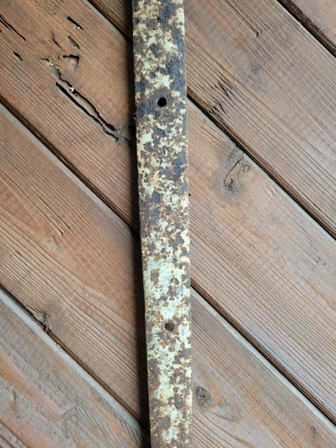 19c Antique Hand Wrought Forged Iron Barn Door Strap Hinges 25 3/4" 3