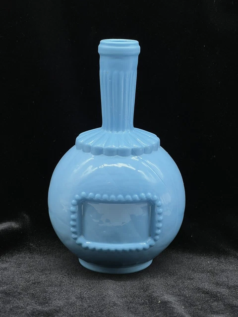 Antique Rare Blue Opaline Mold Blown Glass Barber Bottle 7”—#01 Antique Rare Blue Opaline Mold Blown Glass Barber Bottle 7”—#01
