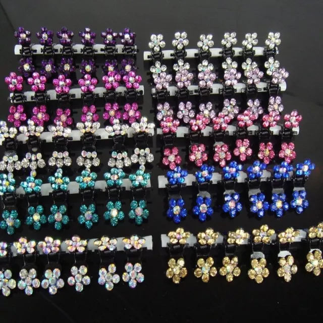 6/12 Stück Mädchen Süß Strass Kristall Blume Mini Haar Klauen Clips Haarklemm ❉