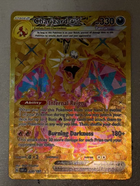 Pokemon OSSIDIANA INFUOCATA CHARIZARD EX 228/197 Full art Fuoriserie - Inglese