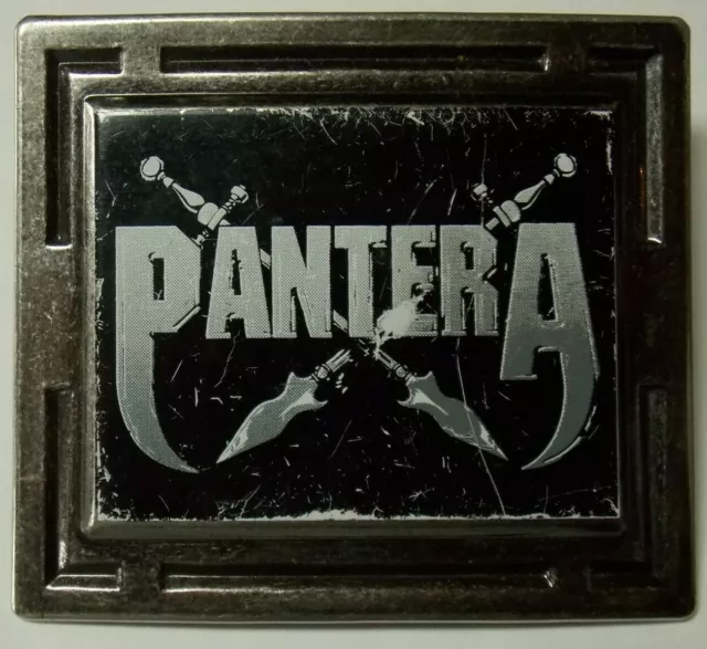 Pantera 2004 Black T-Shirt Men's Med Tennessee River Tag & Cool Belt Buckle EUC 2