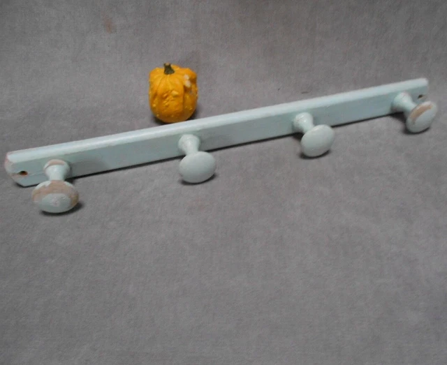 French wood Vintage School  COAT & HAT Rack Hanger  4  PEGS