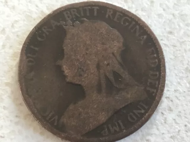 1899 Veiled Head Victoria British Half Penny 1/2p