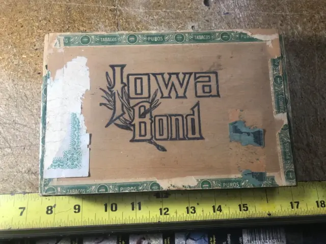 Vintage Empty Wood Cigar Box Iowa Bond Perfectos