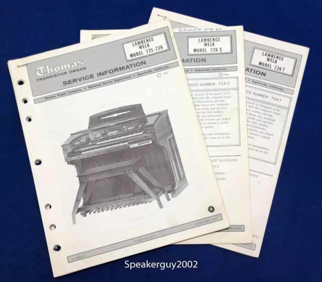 Original Thomas Organ / Lawrence Welk 725 726 726S 726T / Service Info Manual #2