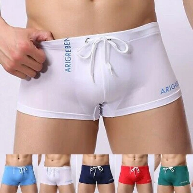 Men's Beach Swim Shorts Boxer Briefs Swimming Pants Underwear