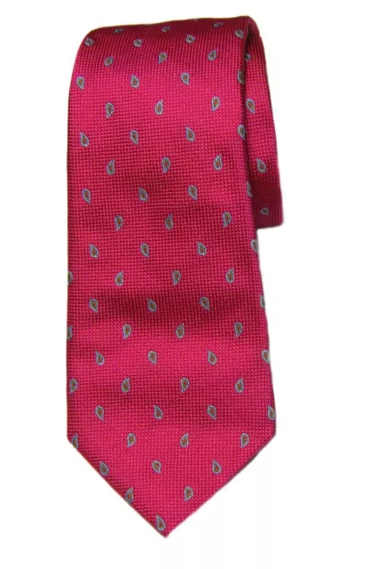 David Donahue Silk Tie Pink Blue Tear Drop Pattern Handmade Men's