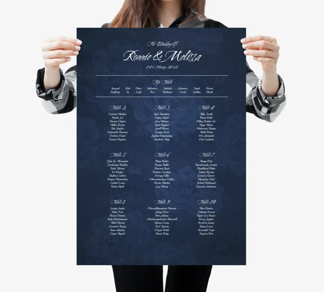 A2 WEDDING TABLE Plan Seating Chart Seat Plan + FREE