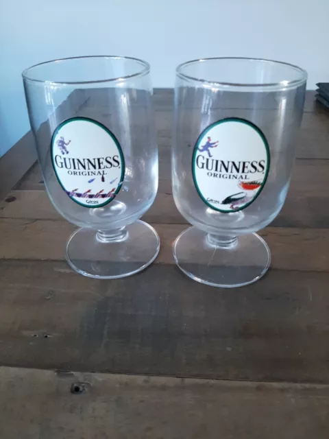 2 Vintage Guinness Gilroy  Special Edition Glasses 1/2 Pint Goblet Mancave