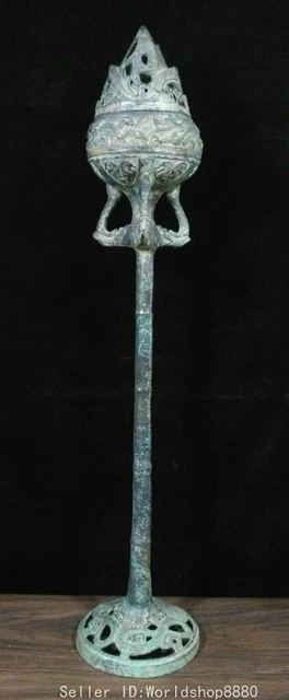 31.2" Ancient Chinese Dynasty Bronze Ware Fengshui Boshan Furnace Incense Burner 2