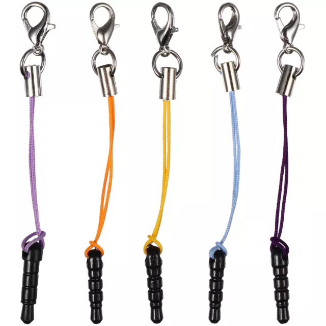 15 Pcs dust plugs with straps DIY cell phone charms kit headphone jack protector