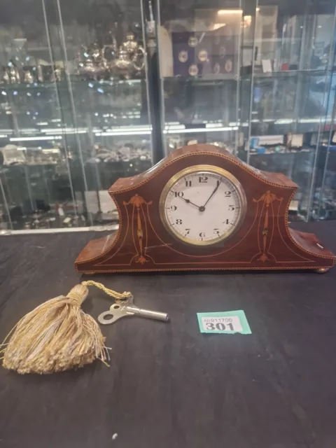 Buren Swiss Made Mantel Clock w/ Key circa 1920s Art Deco Antique Bedside Mantle