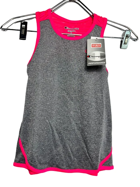 Champion Gear Ragazze' Curvo Orlo Blocchi Colorati Serbatoio Rosa/Grigio - S