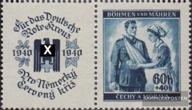 Böhmen und Mähren WZd4 mit Zierfeld postfrisch 1940 Rotes Kreuz