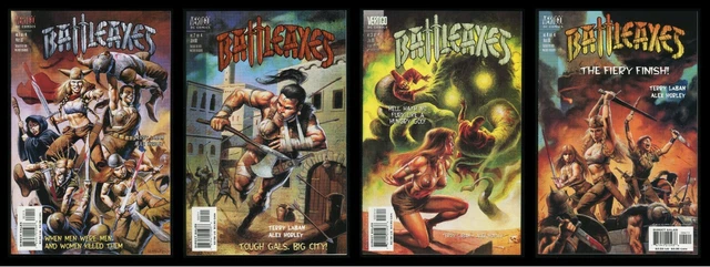 BattleAxes Comic Set 1-2-3-4 Lot Alex Horley art Red Sonja like Sword & Sorcery