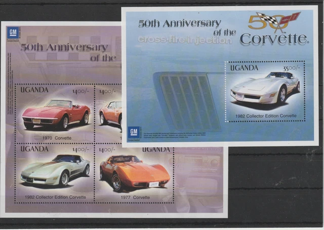 Uganda 50th Anniversary Corvette 5 V. IN Zwei Bf MNH MF95460