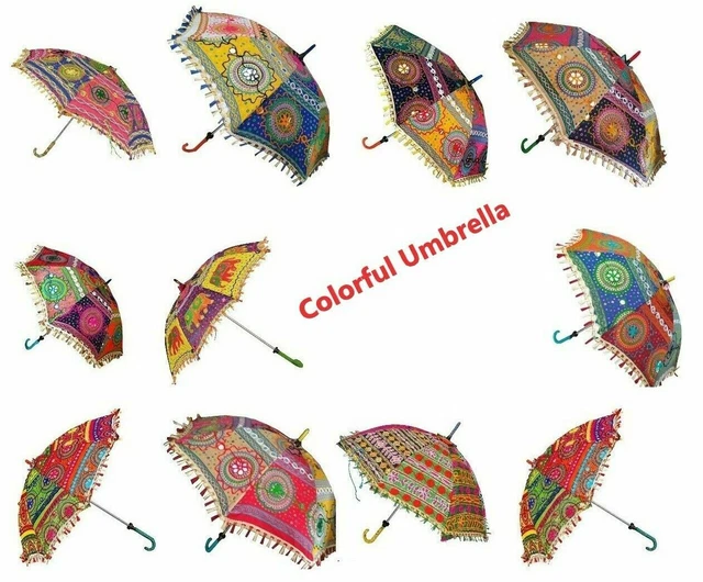 En Gros Lot De 100 Pièces Décoratif Vif Jaipuri Artisanat Tissu Petit Parapluie