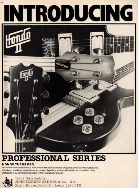 vtg 70s 80s HONDO II MAGAZINE PRINT AD Professional Series Electric Guitar Pinup