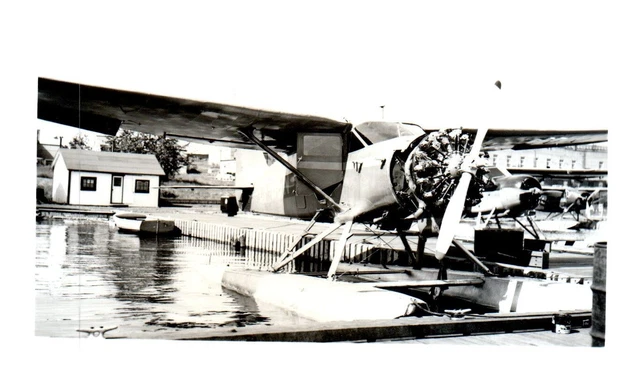 Stinson Reliant Gull Wing Airplane VTG Photograph 5x3.5" CFBGN Pontoon in Water