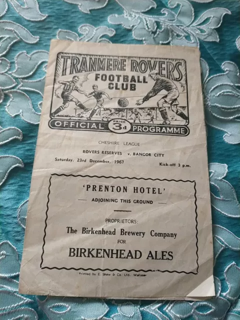 Tranmere Rovers Reserves vs Bangor City 67/8 Cheshire League