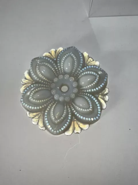 Antique  Opalescent Sandwich Glass Curtain Tieback