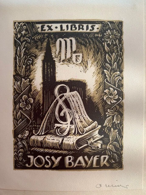 Alfred SELIG Ex-Libris for Josy BAYER, 107 x 80mm, 20th