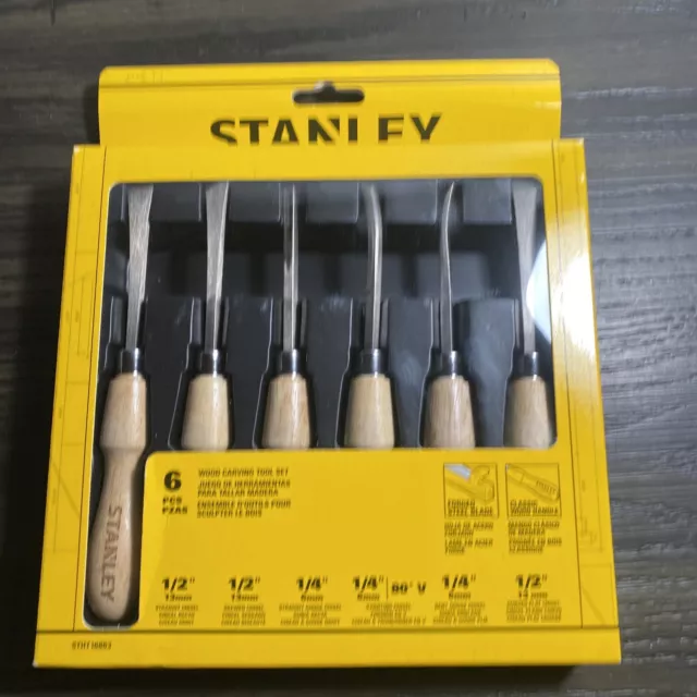 Stanley 6 Piece Wood Carving Tool Set New