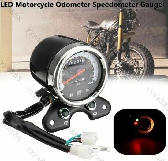 12V Motorrad Tachometer Kilometerzähler Speedometer für Honda Suzuki Cafe Racer