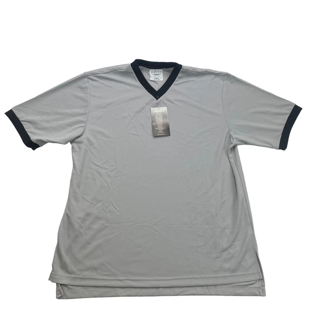 SMITTY Referee Official Shirt Adult 2XL Gray Black Short Sleeve NWT