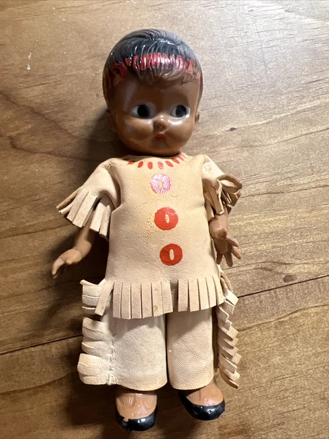 Vintage Knickerbocker 6” Native American Indian Doll boy Rattle Doll Vintage Knickerbocker 6” Native American Indian Doll boy Rattle Doll