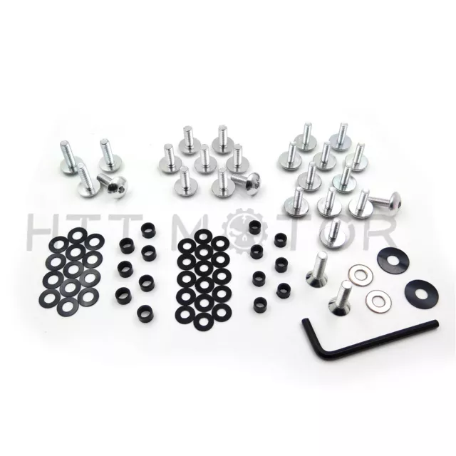 Moto Carenado Pernos Kit Tornillos para Suzuki GSXR1000 2003-2004 Plata Redondo