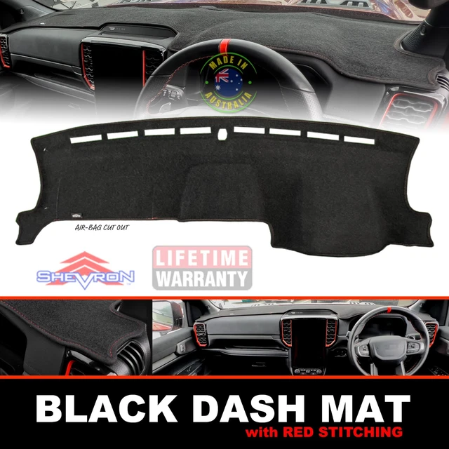 BLACK DASH MAT + RED STITCHING for FORD RANGER NEXT GEN RAPTOR 5/2022
