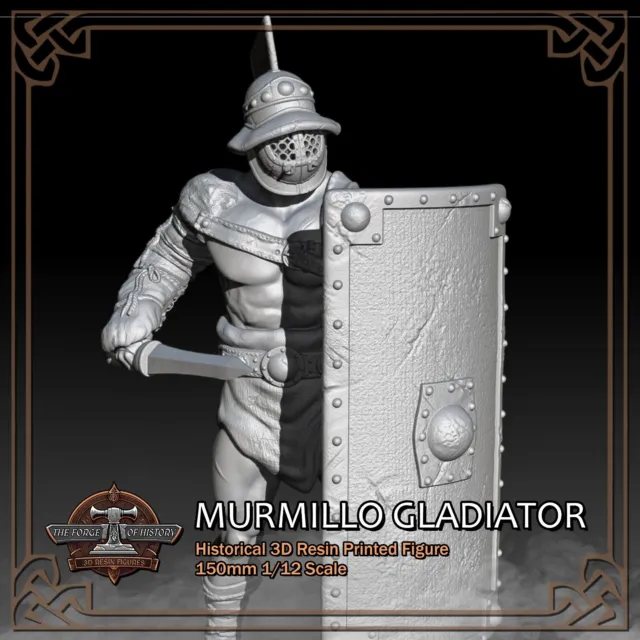 Murmillo Roman Gladiator - 150mm 1:12 Historic Figure - 3D Resin Printed Model