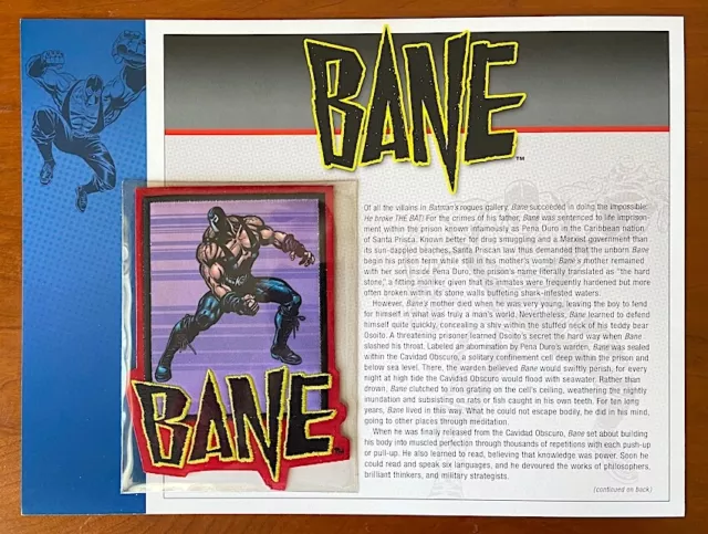 BANE PATCH on INFO CARD ~ from Willabee & Ward ~ DC COMICS PATCH COLLECTION