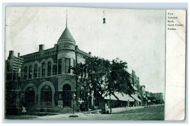 1908 First National Bank Building Smith Center Kansas KS Posted Antique Postcard