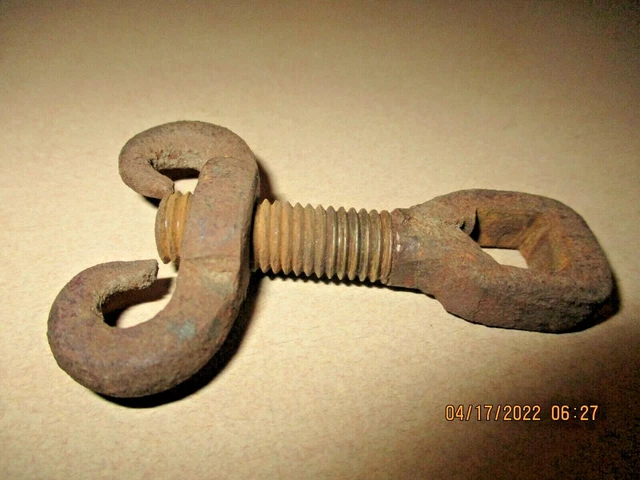 Early Ram Horn Wing Nut And Bolt, Blacksmith Forged 1800'S Turns On & Off Smooth