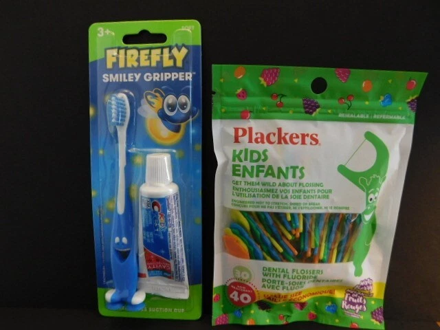 Firefly Smiley Gripper w/Crest Toothpaste & Pack Of Kids Plackers