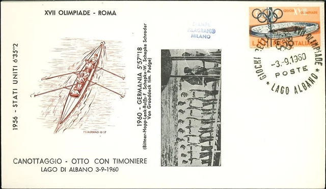 🏅 Olimpiade Roma 1960 - Canottaggio Otto - Oro Germania - Special Cover