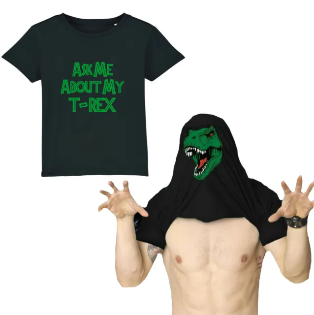 Ask Me About My T-rex Disguise T-Shirt Dinosaur Funny Prank Gift Tee Flip Top