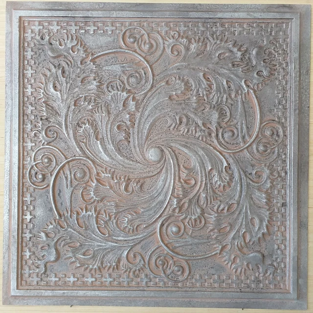 Faux tin vintage Ceiling tiles weathered iron decor wall panels PL62 10pcs/lot