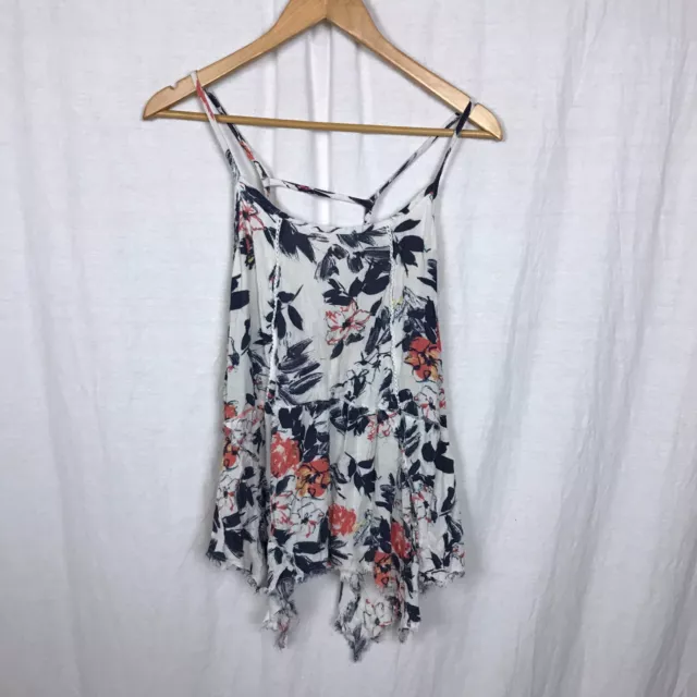 Melrose and Market Women's Asymmetrical Tank FlLoral Print Spaghetti Strap Small