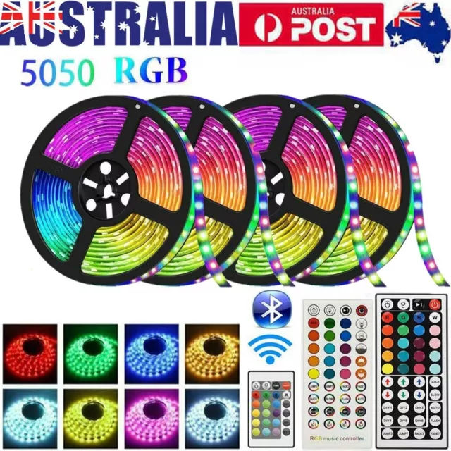 5050 RGB LED Strip Lights 10M 15M 20M Wifi Smart Bluetooth Control Music Power