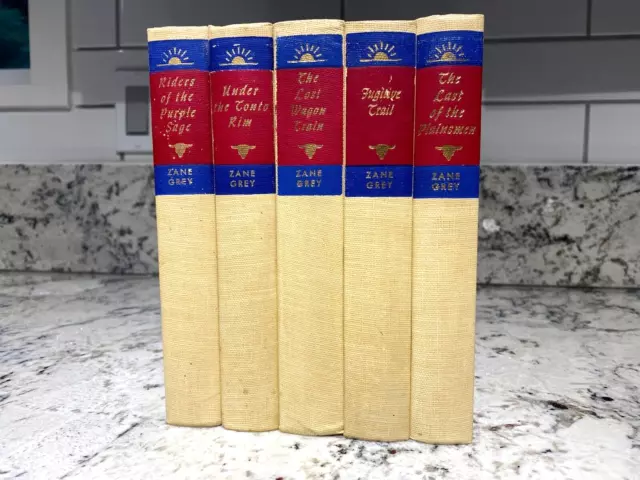 ZANE GREY Lot of 5 Vintage Walter J. Black Editions Hardcovers Westerns Books