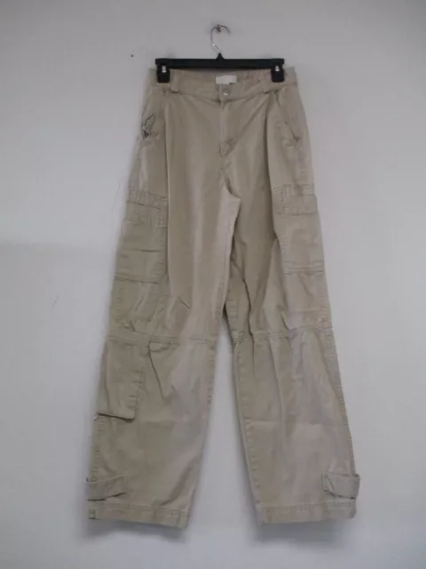 H&M Women's Pants Size 4 Beige Cargo Pockets Wide Leg Cotton 26x29