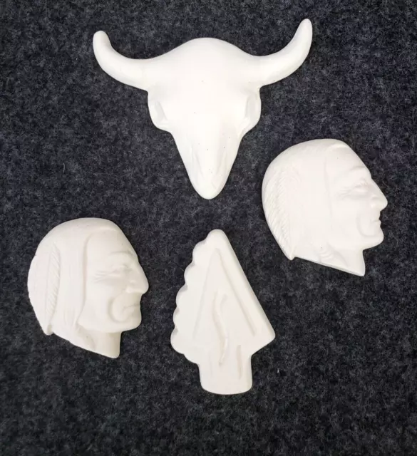 4 bisque de cerámica listo para pintar diseño suroeste oeste 2"" - 3""